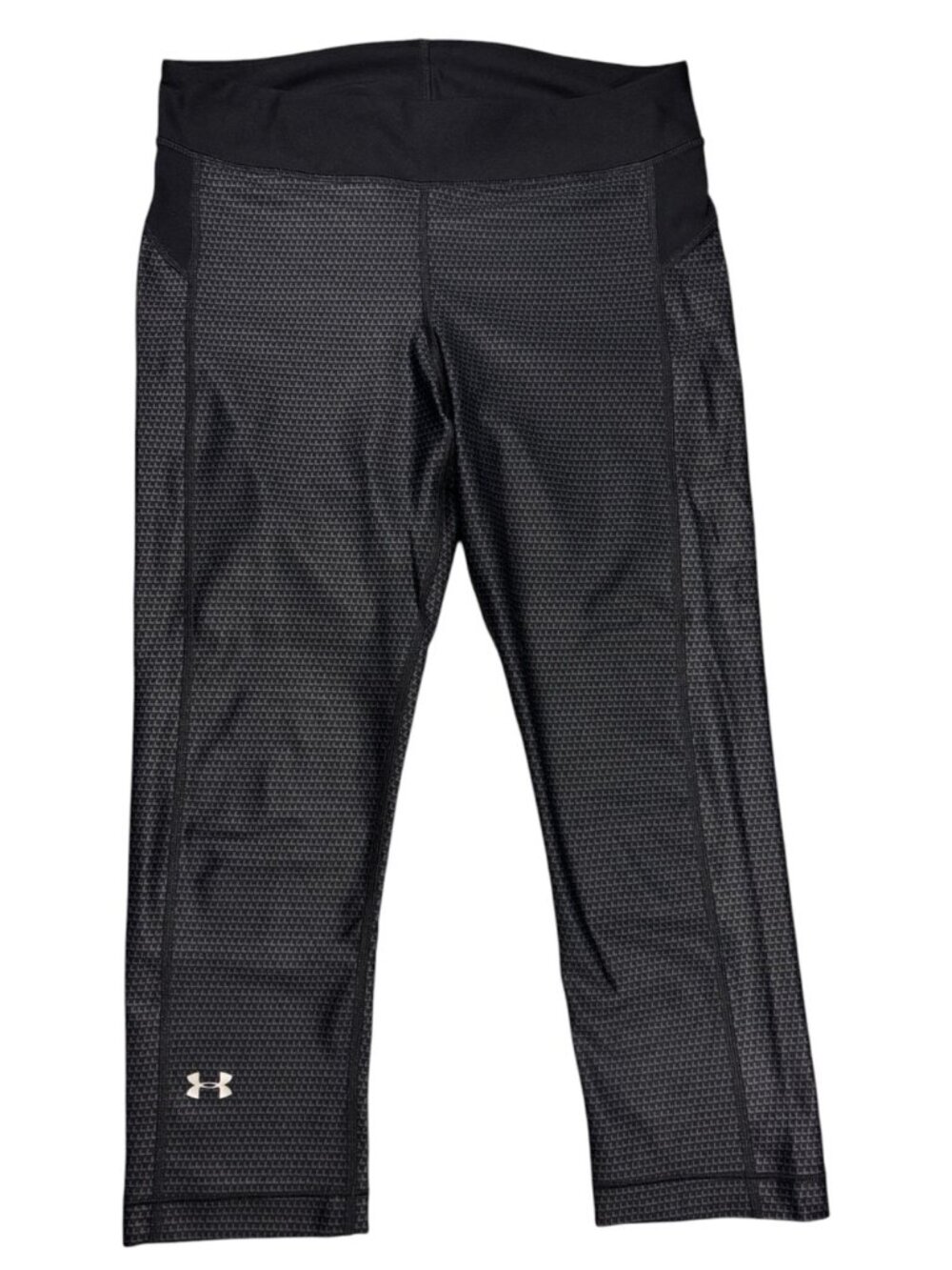 Under Armour Black & Gray Geometric Print Cropped Athletic Leggings